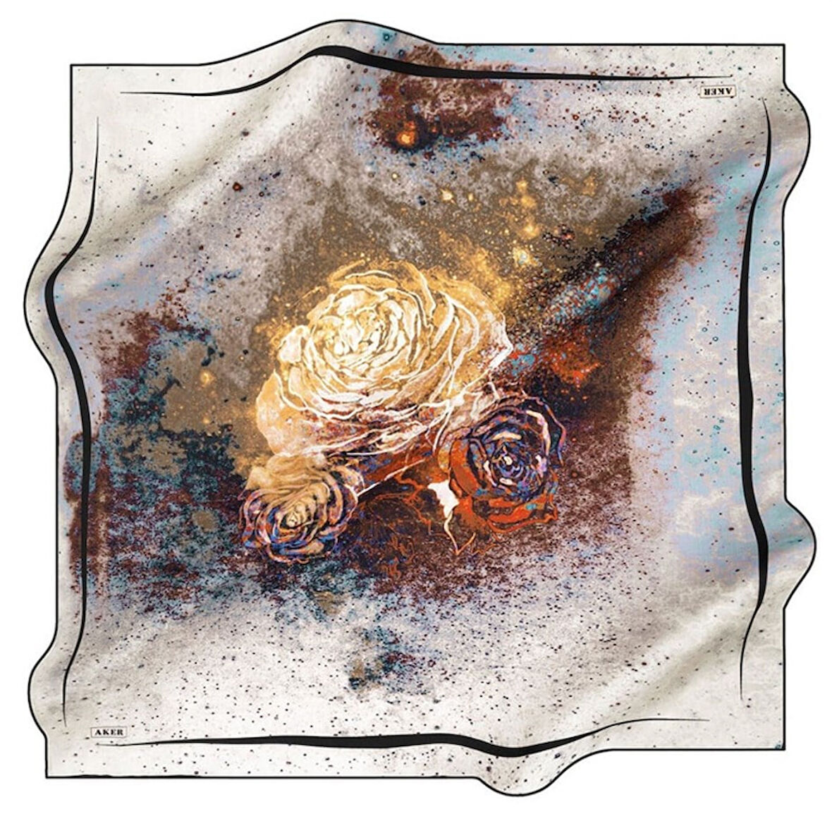 Aker Sura Saf İpek Eşarp 8435701 - 317 Krem Armürlü Desen