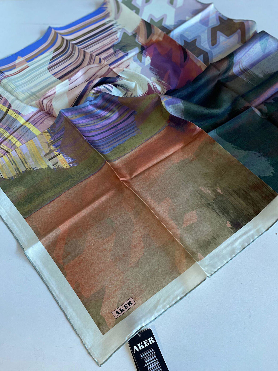 Aker Tivil Saf İpek Eşarp 51746 Sarı Armürlü Desen