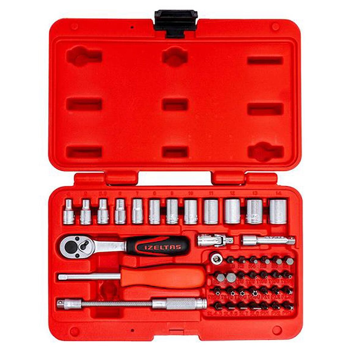 İzeltaş 14000005133 1/4'' Altı Köşe Mini Lokma Anahtar ve Bits Set 45 Parça