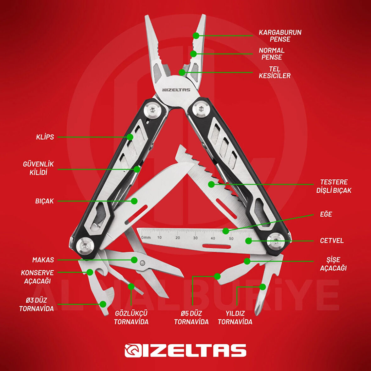 İzeltaş Multi Tool 15 Fonksiyonlu 155 MM - 14000005270