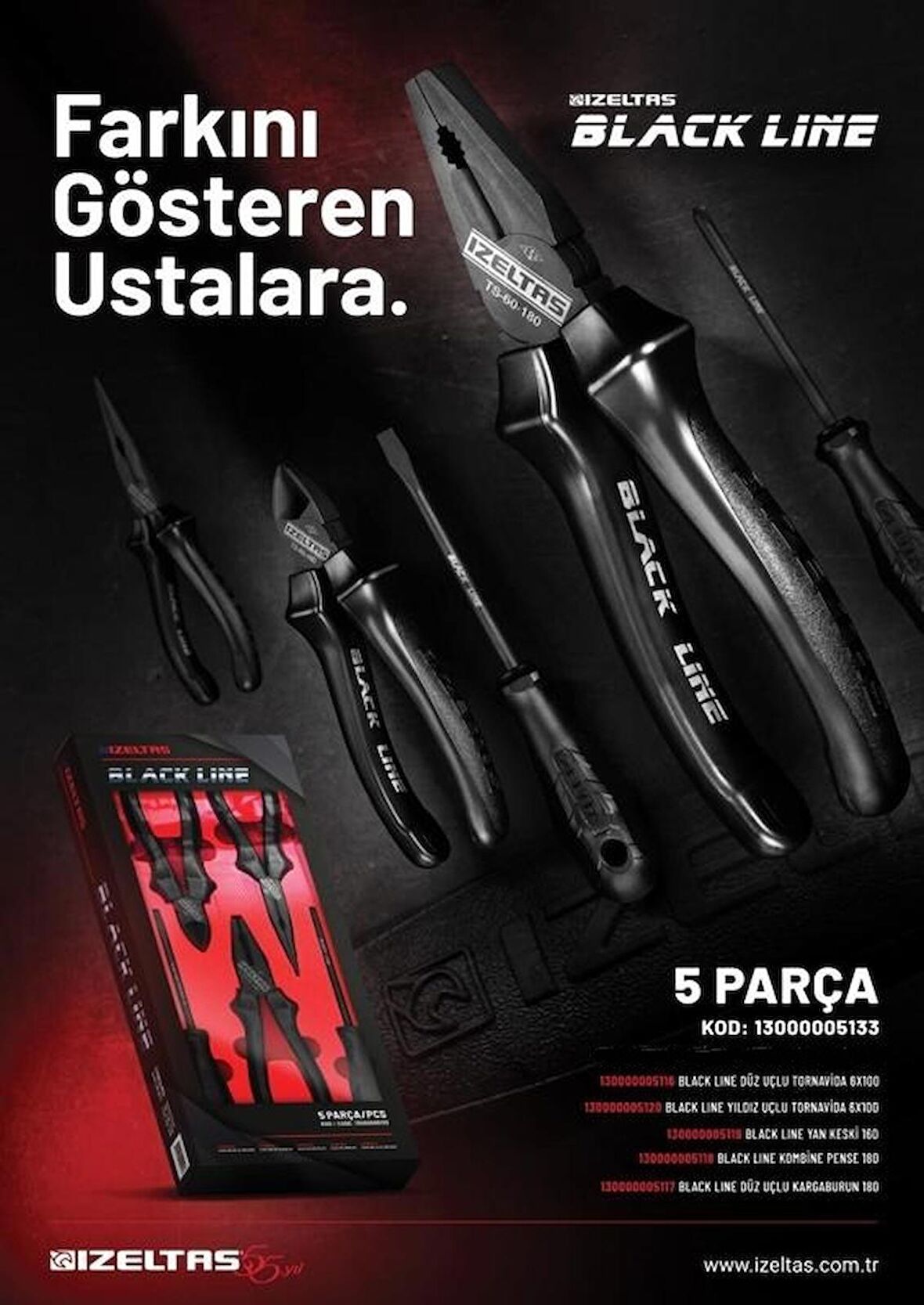 İzeltaş Black Line 5 Parça Set