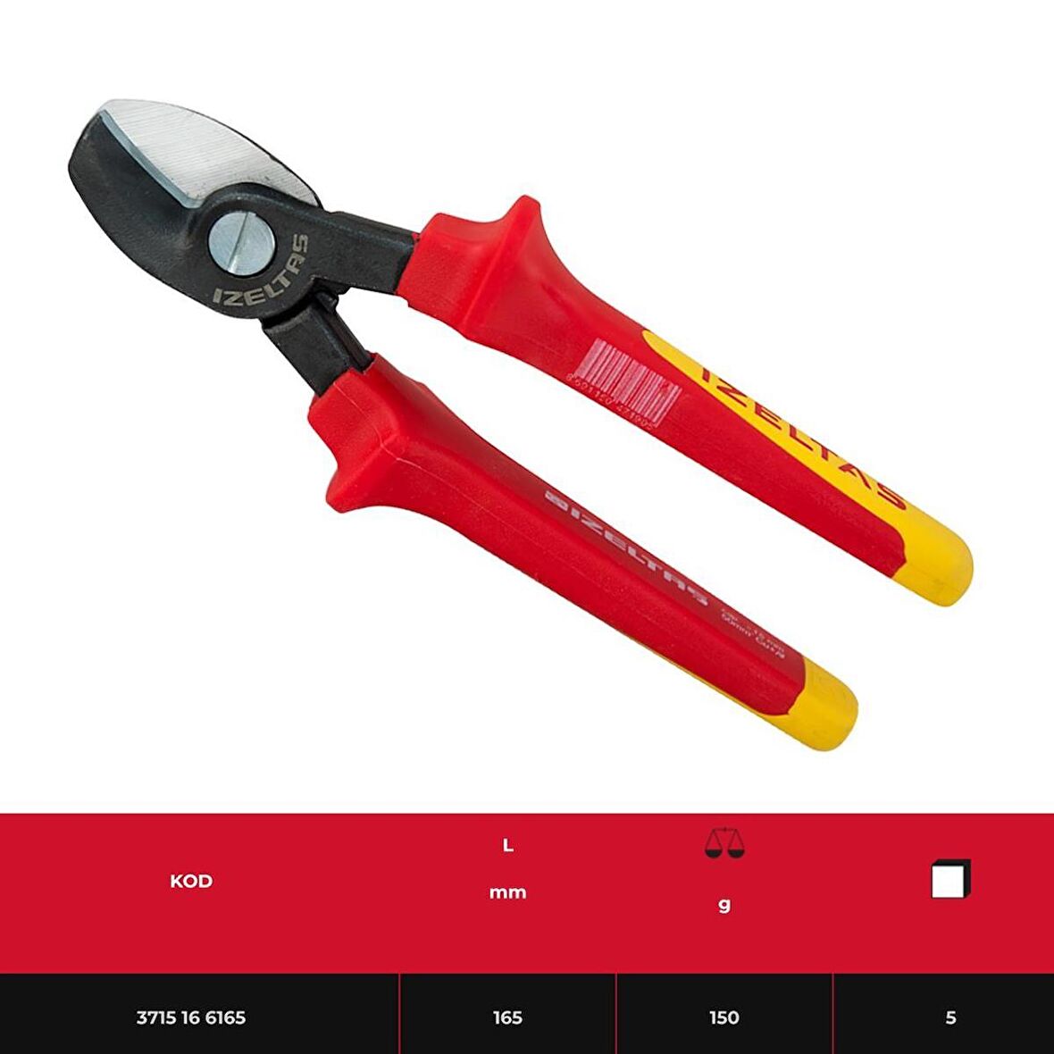 İzeltaş izoleli Tek Ağızlı Kablo Kesici 165mm - 3715166165
