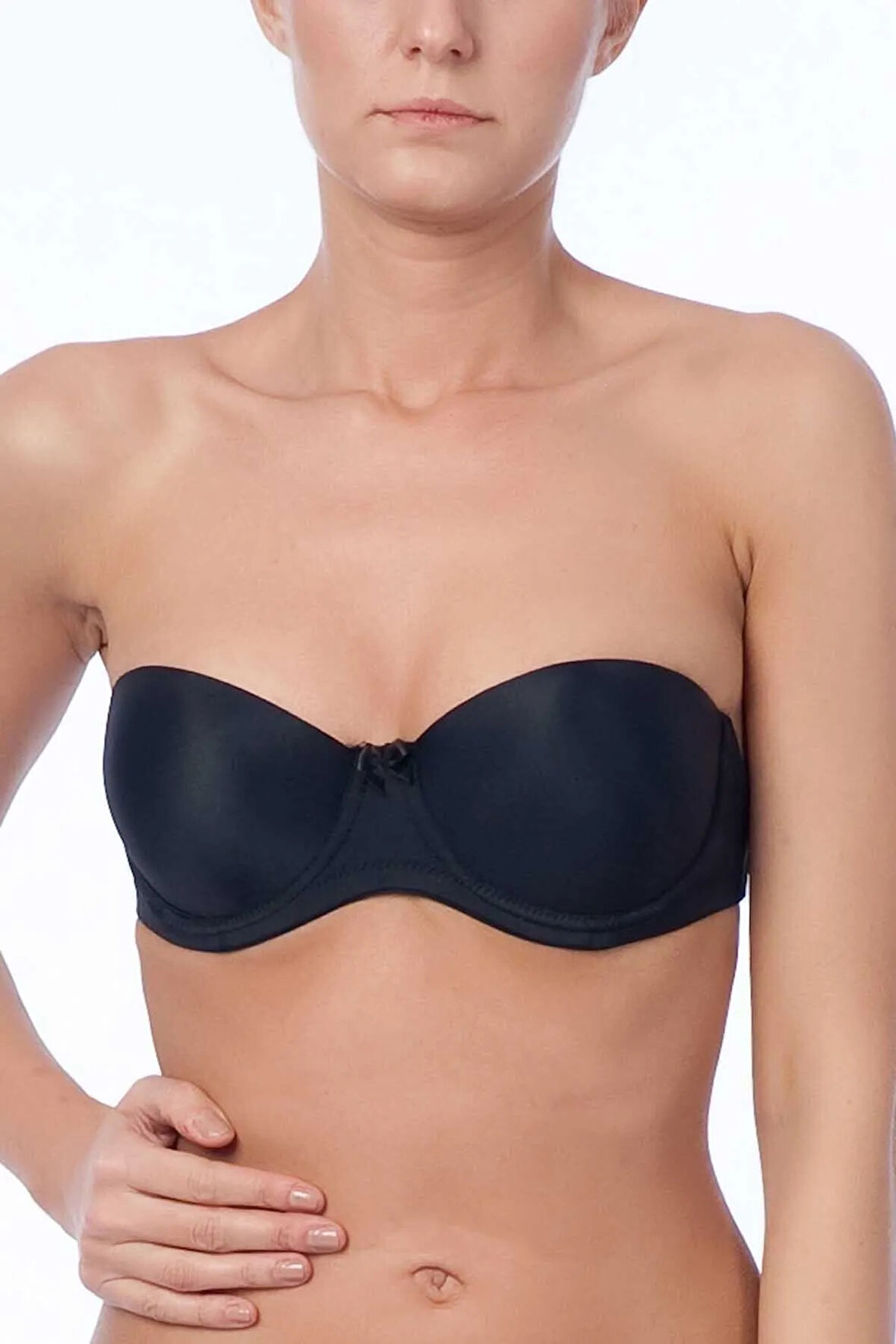 Kadın Bej Balenli Destekli Push-up Kaplı Straplez Sütyen