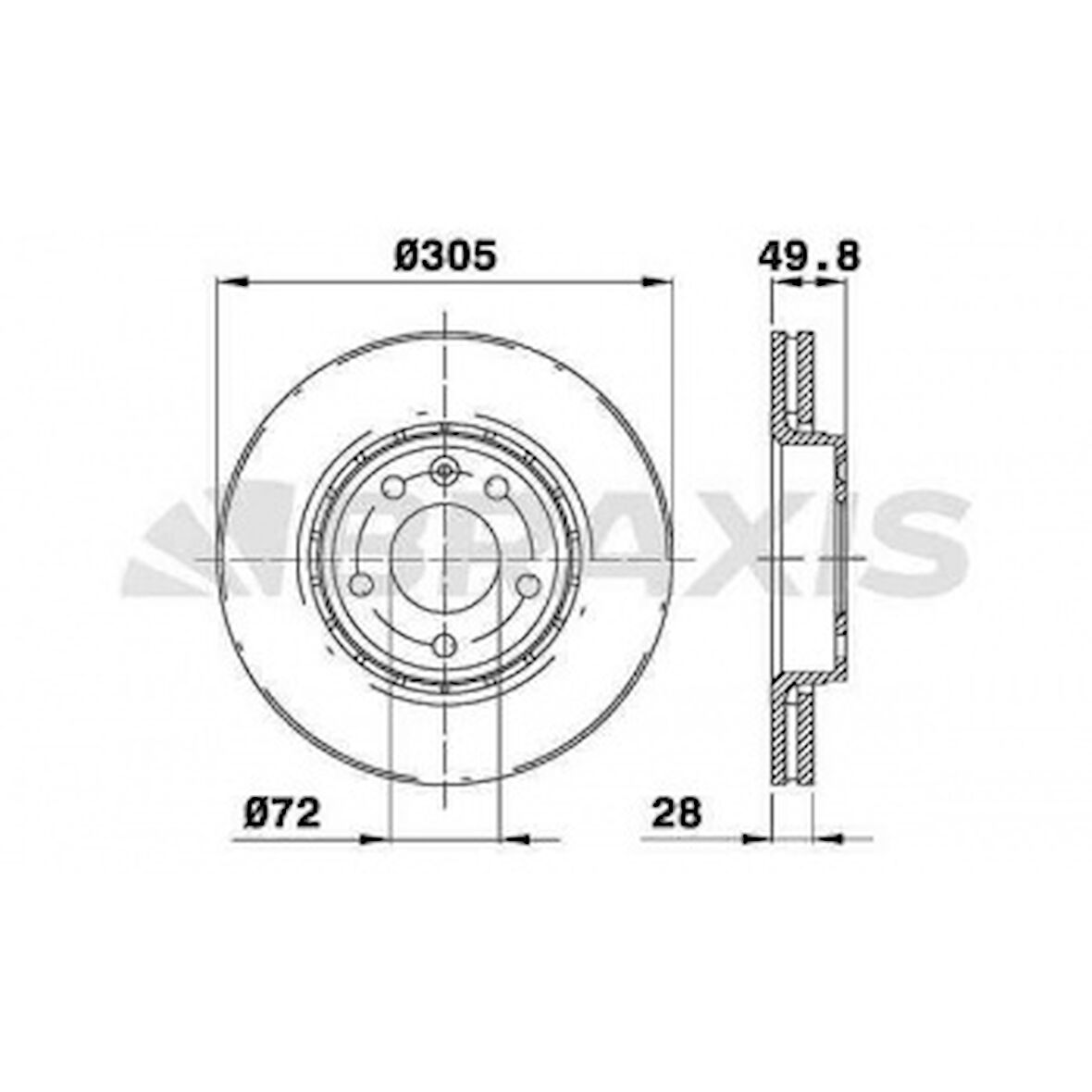 Renault On Fren Aynası (diski) Havalı Trafıc II Vivaro 1,9dci / 2,0dci (5 Bijon) - Braxıs Ad0062
