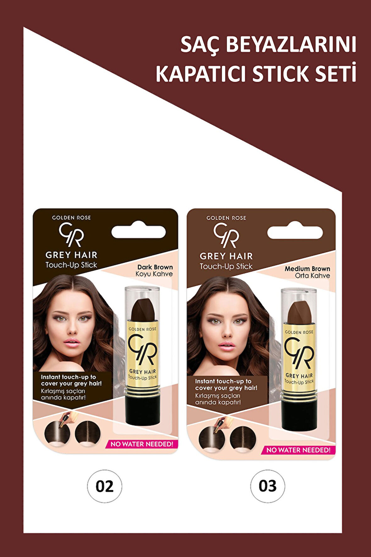 Grey Hair No:02-03 Saç Beyazlarını Kapatıcı Stick