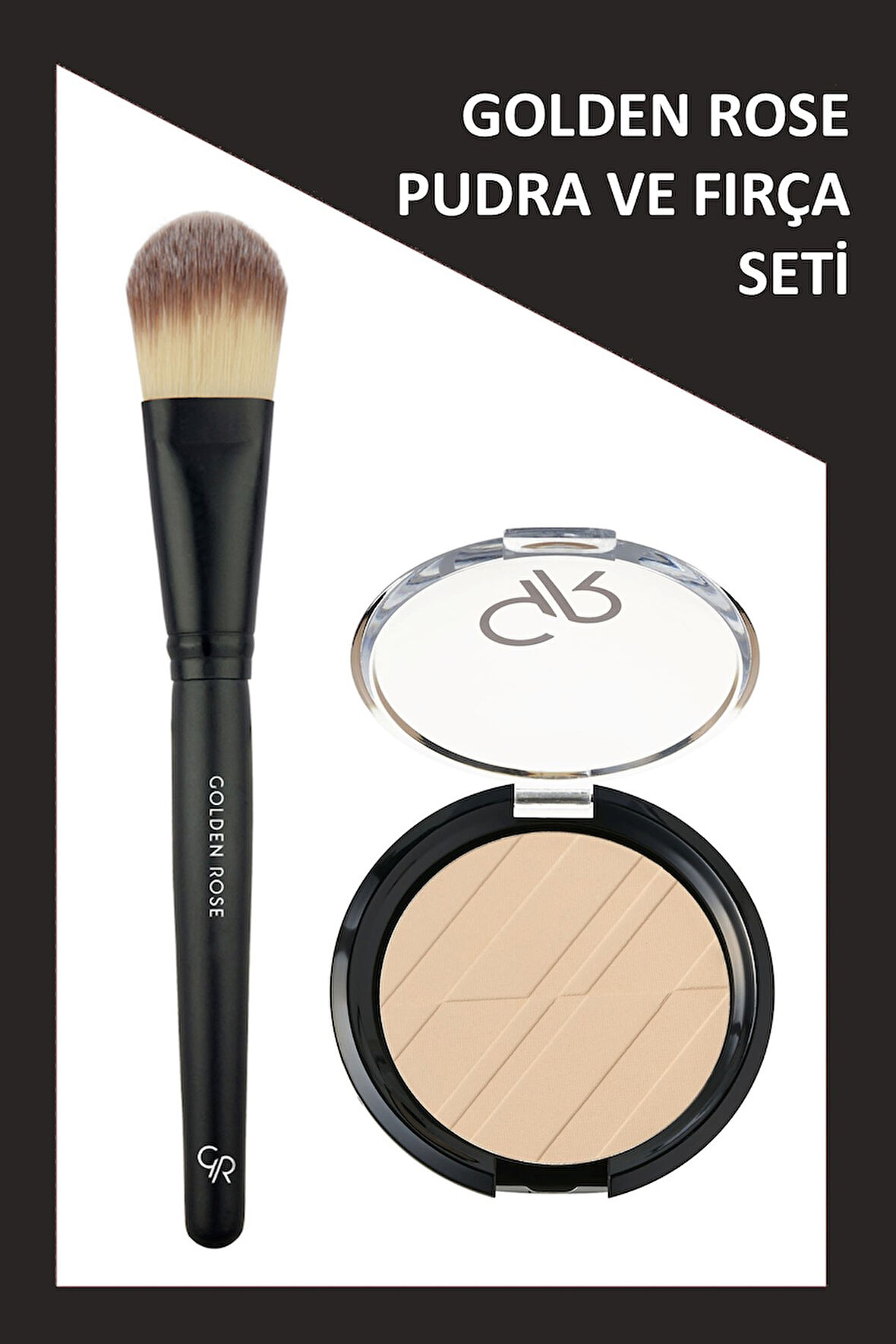 Foundation Brush - Fondöten Fırçası ve Silky Touch Compact Powder No: 04 Almond - Sıkıştırılmış Pudra Seti