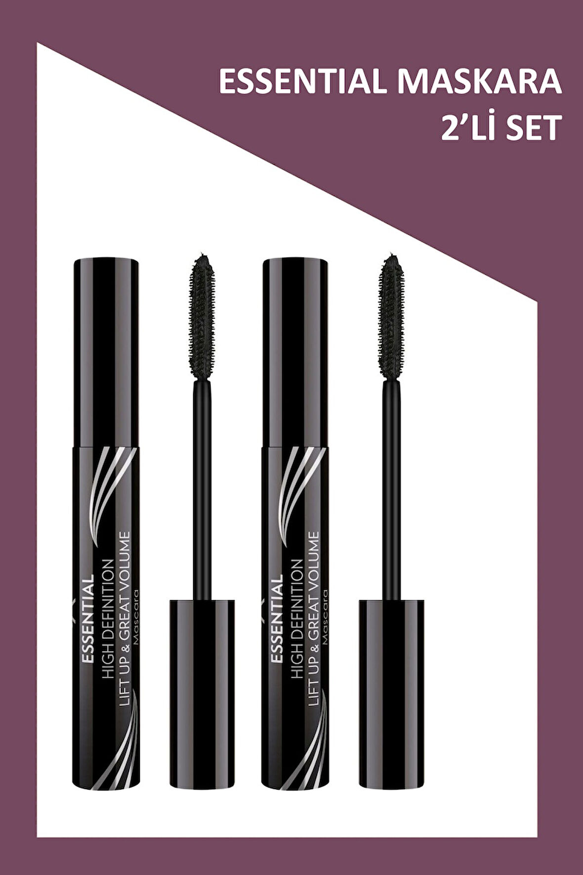Essential High Definition & Lift Up&great Volume Mascara Black - Hacim Veren Maskara 2'li Set