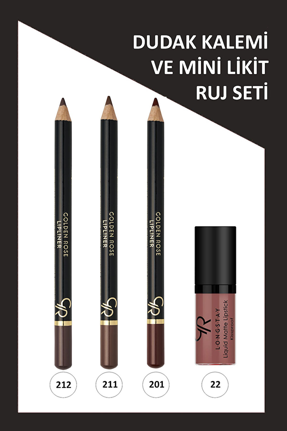 Lipliner 3'lü No:211- 201-212 ve Longstay Liquid Matte Lipstick No:22