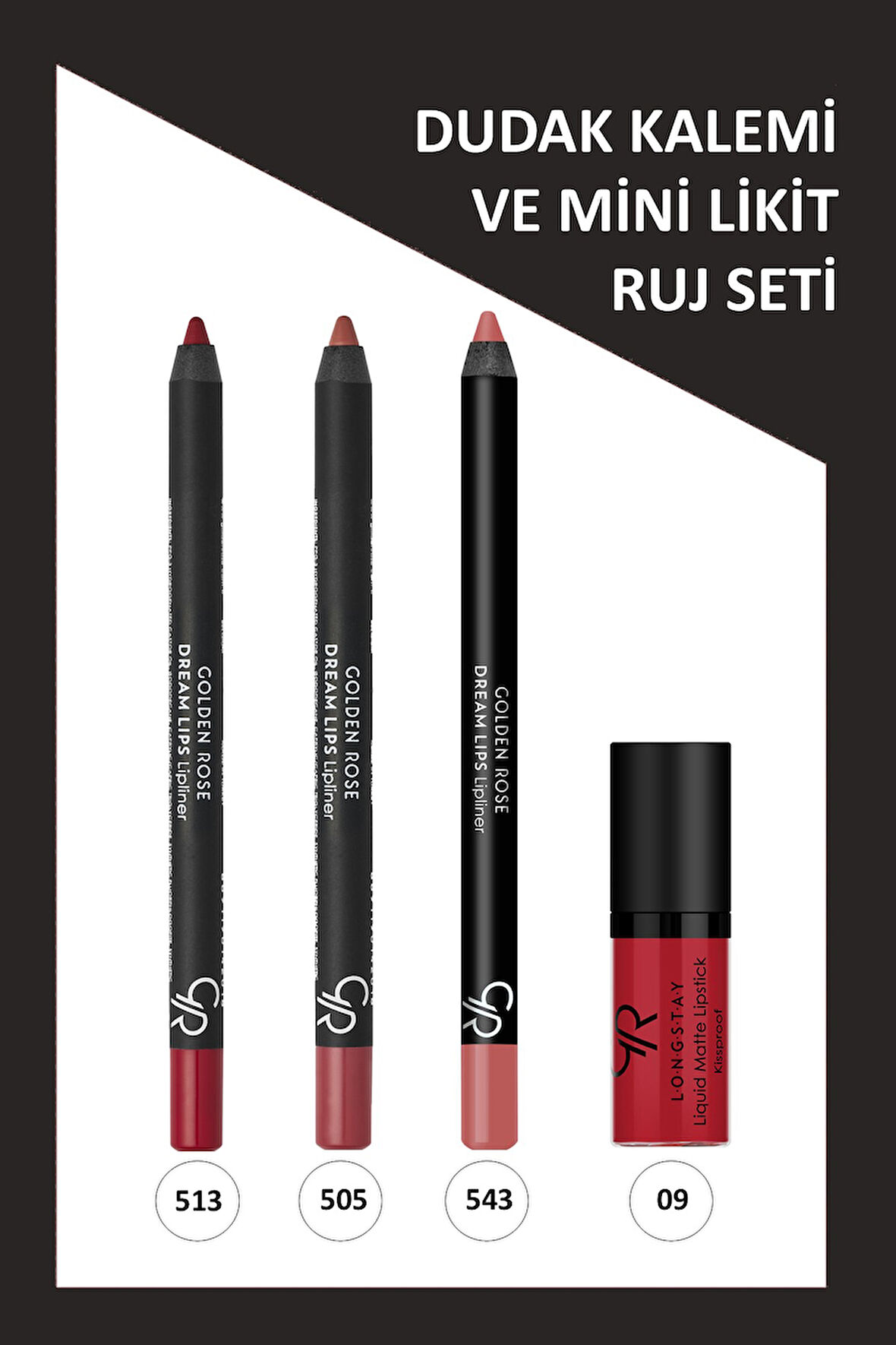 Dream Lips Lipliner 3'lü No:513-505-543 ve Longstay Liquid Matte Lipstick No:09