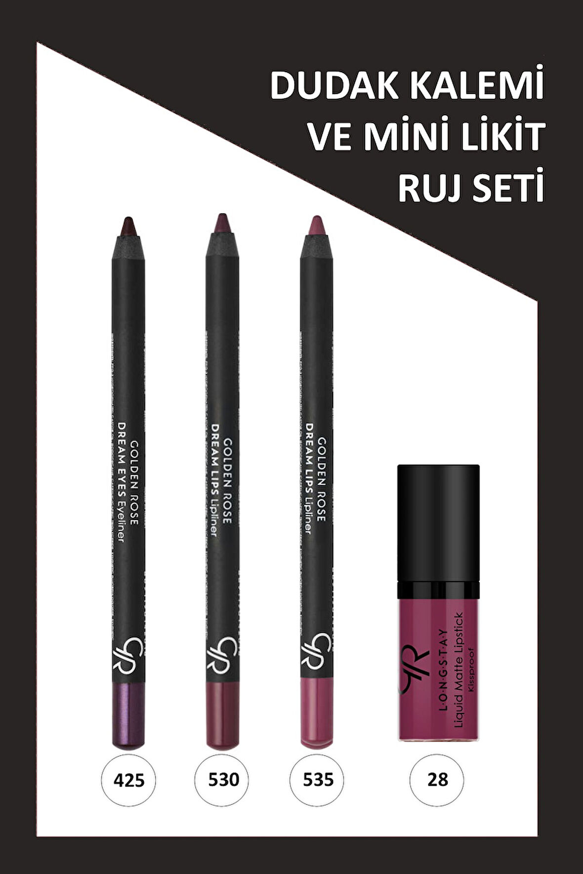 Dream Lips Lipliner 3'lü No:530-425-535 ve Longstay Liquid Matte Lipstick No:28