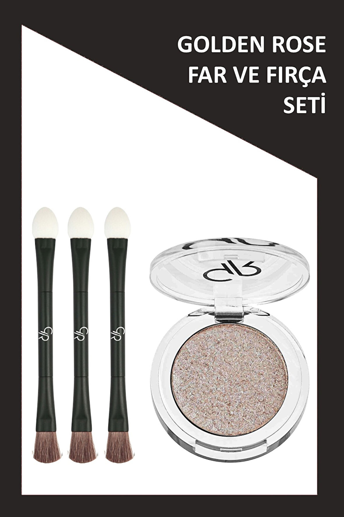 Doubleended Eyeshadow Brush - Far Fırçası ve Soft Color Shimmer Mono Eyeshadow No: 83 Nacreous - Tekli Işıltılı Far Seti
