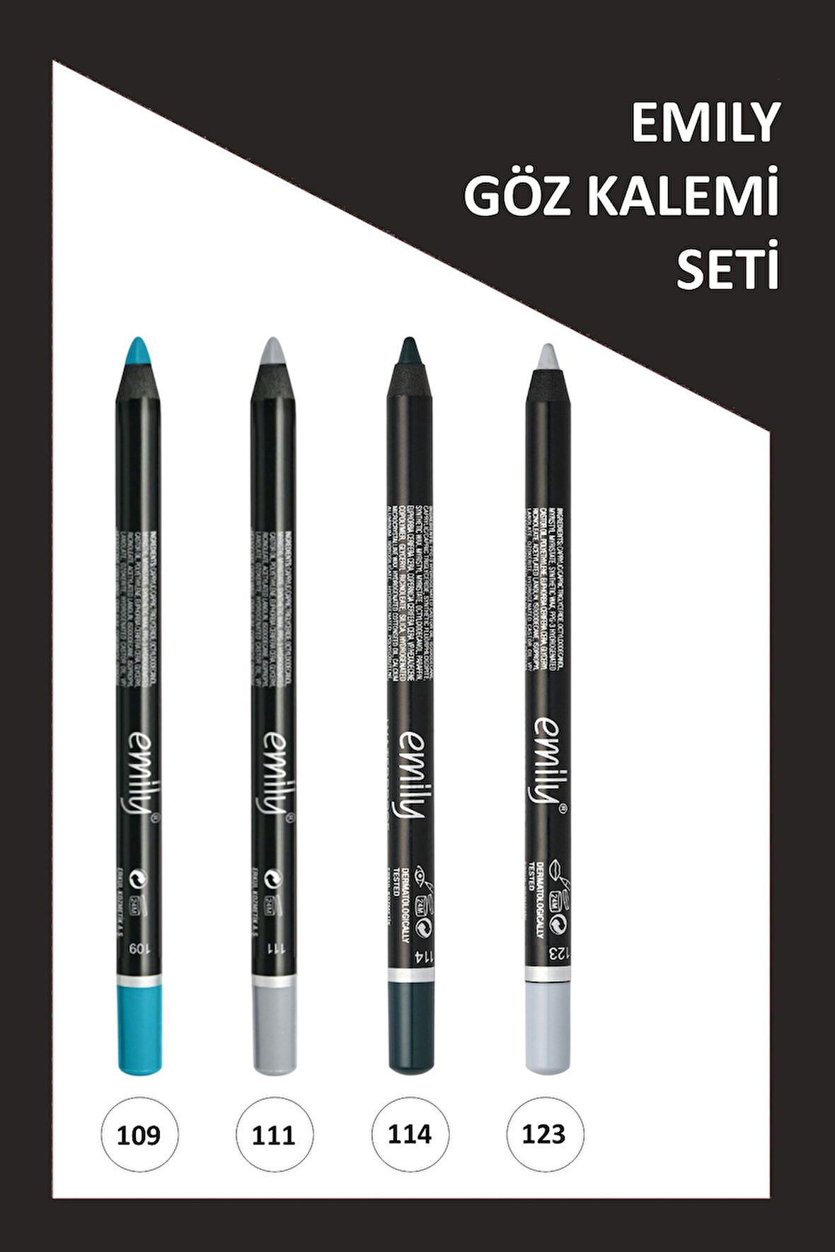 Emily Waterproof Eye Pencil 4'Lü Set No:109-111-114-123