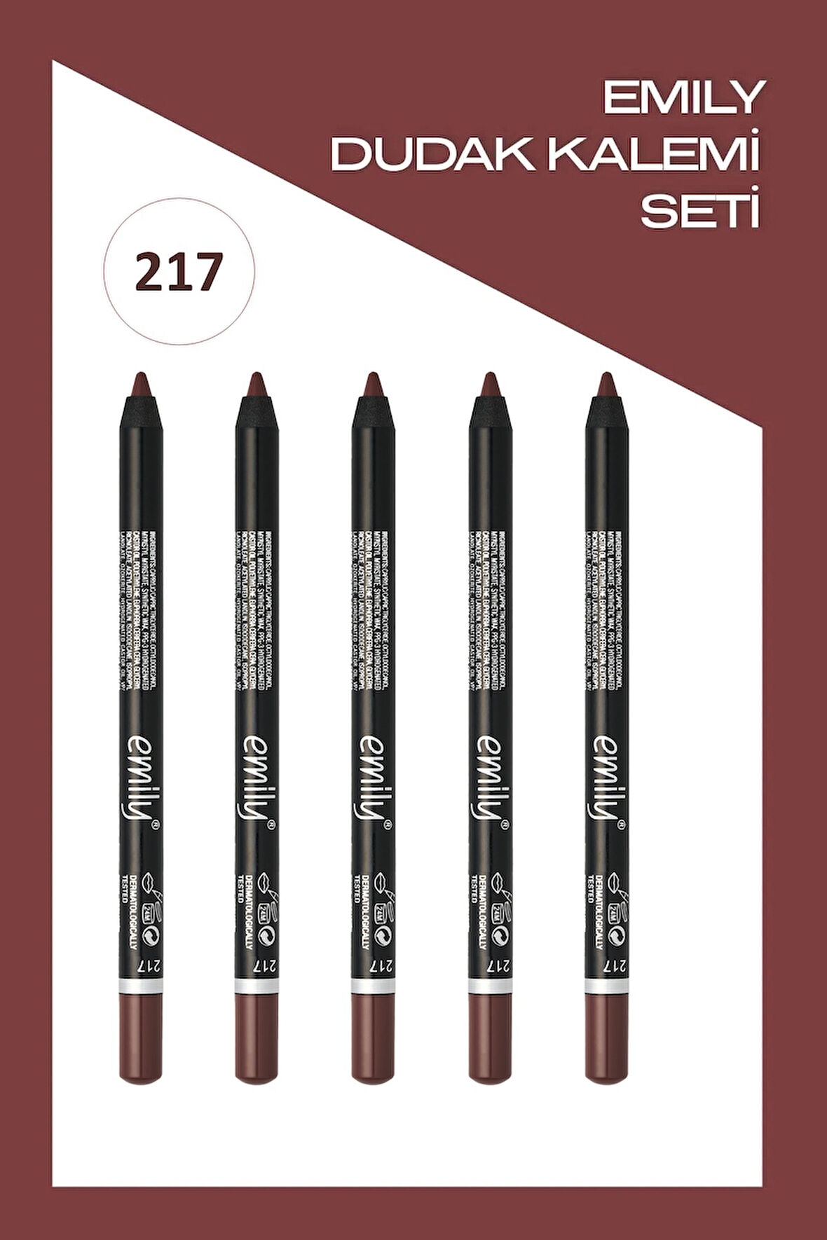 Emily Long Lasting Lip Pencil No: 217 - Dudak Kalemi x5