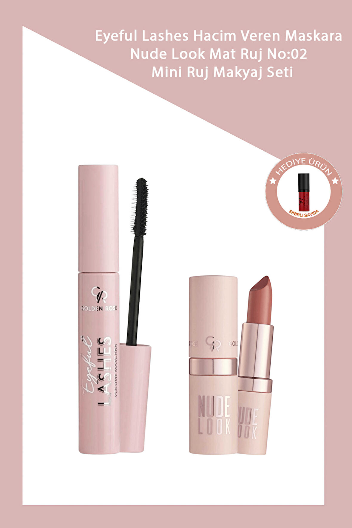 Eyeful Lashes Hacim Veren Maskara & Nude Look Mat Ruj No:02 + Mini Ruj Makyaj Seti