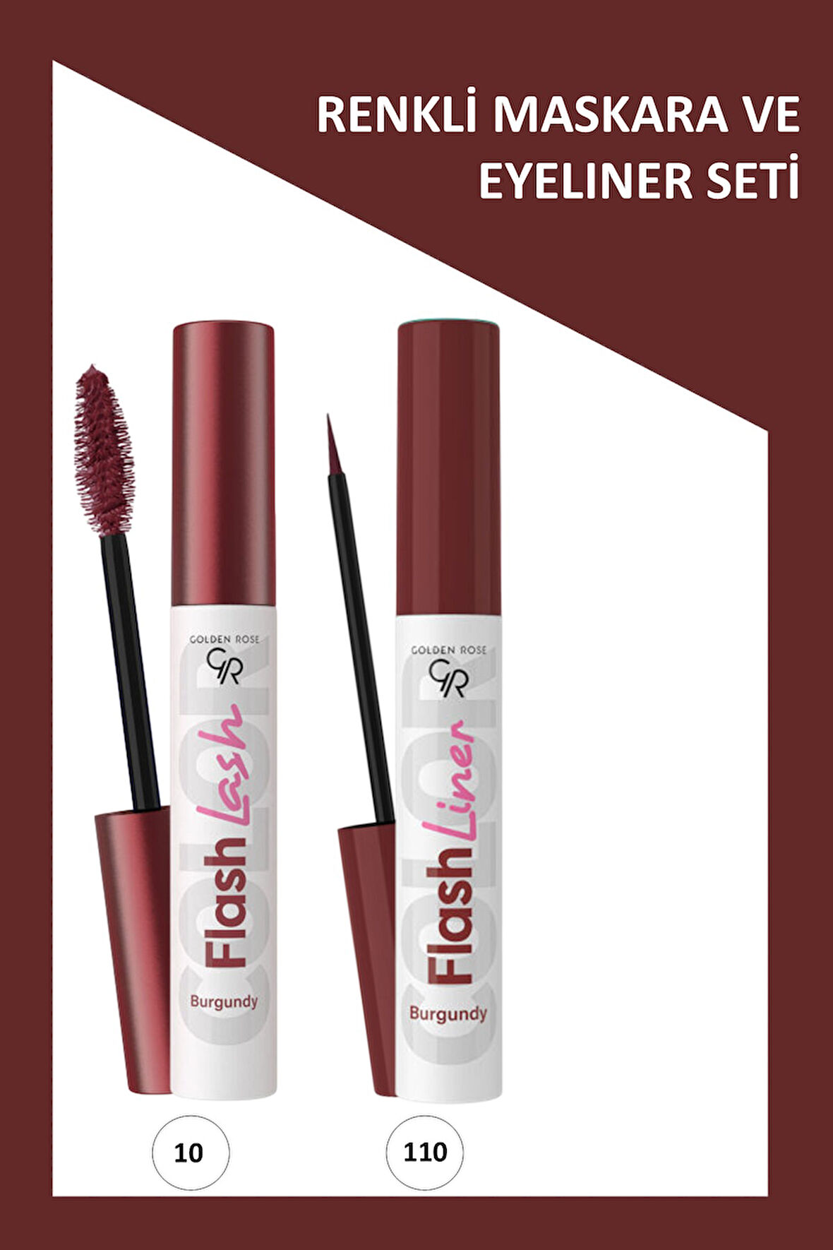 Flash Lash Bordo Maskara ve Flash Liner Makyaj Seti