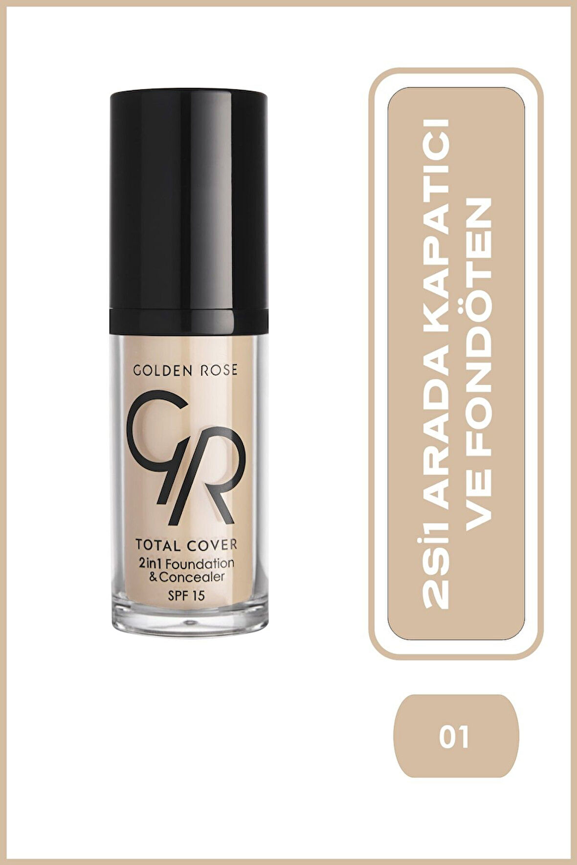 2'si 1 Arada Fondöten & Kapatıcı - Total 2 in 1 Foundation & Concealer No:1
