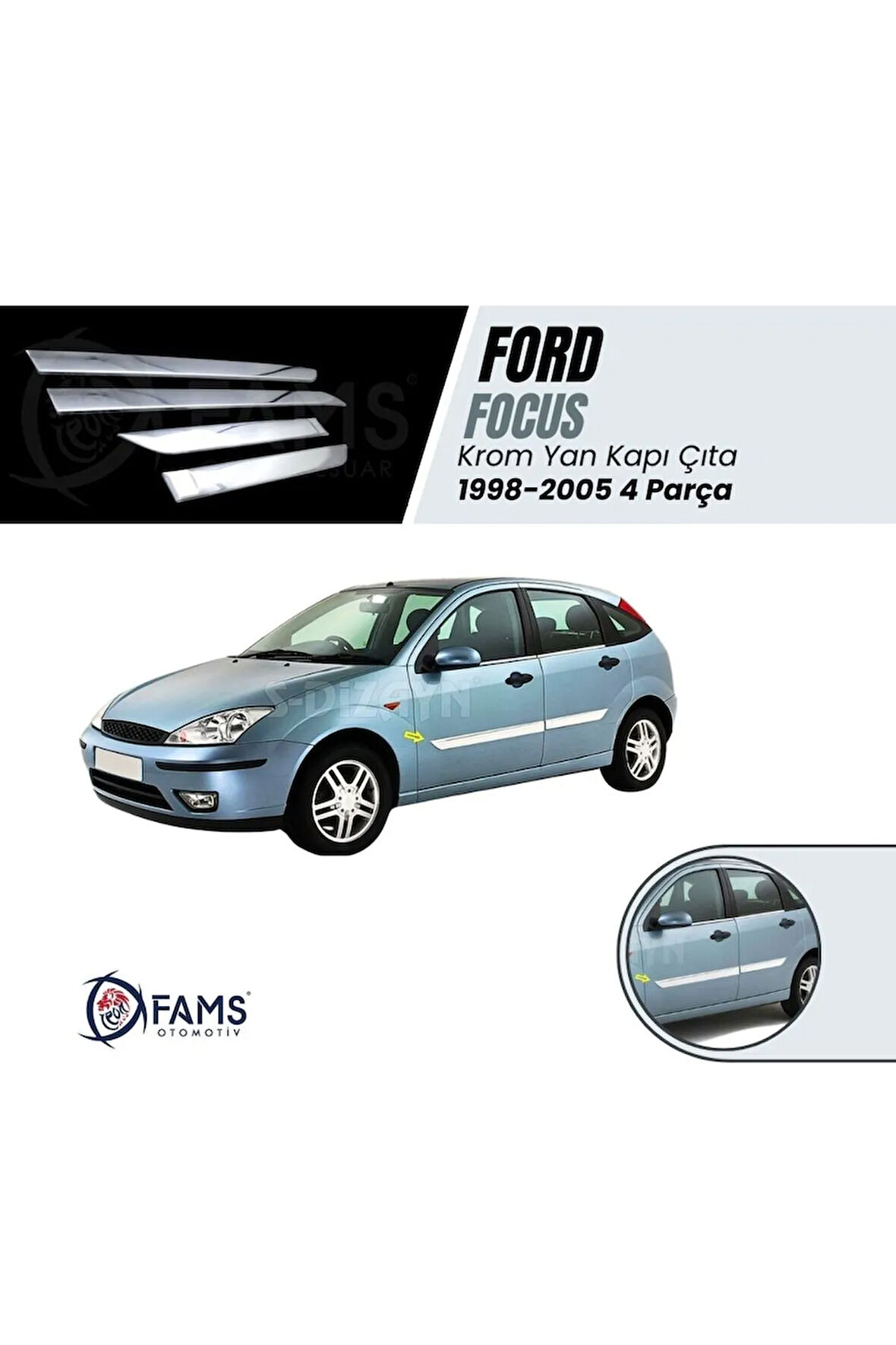 F. Focus 1 Krom Yan Kapı Çıta 4 Kapı 1998-2005 P.çelik Hb-sedan