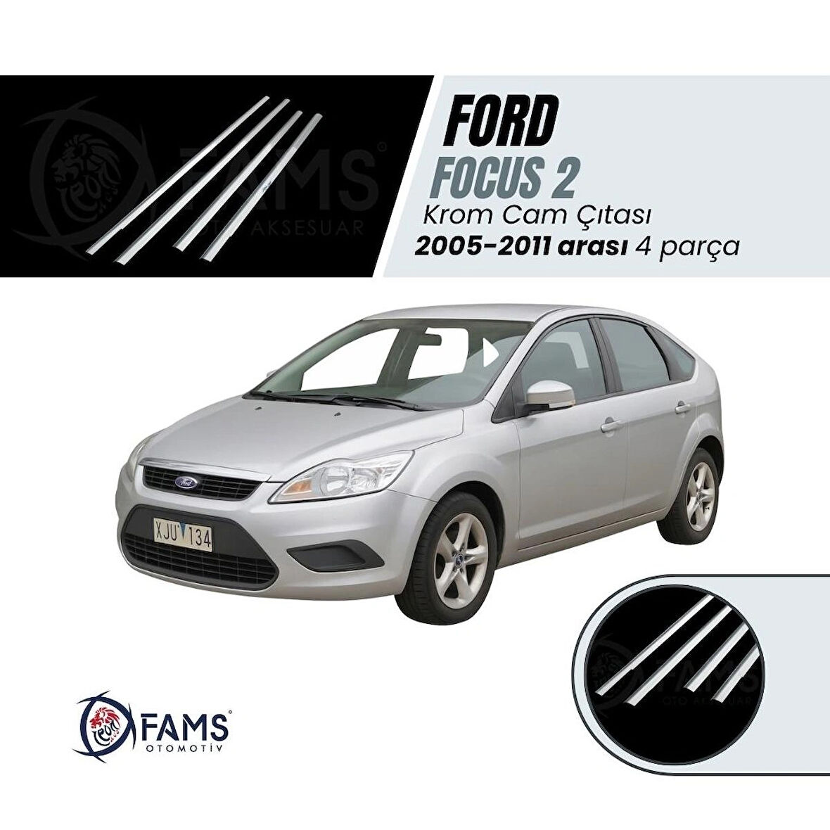 Focus 2 Hb Krom Cam Çıtası 4 Prç. 2005 - 2011 Paslanmaz Çelik