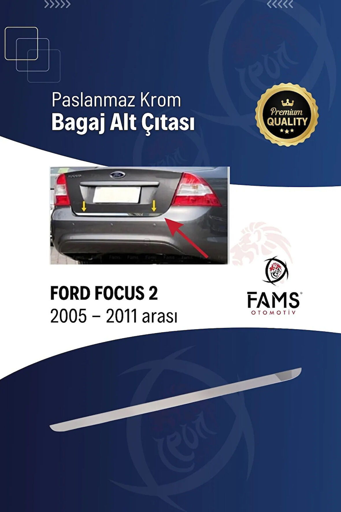 F. Focus 2 Krom Bagaj Alt Çıtası 2005-2011 Arası P.çelik Sedan Uyumlu