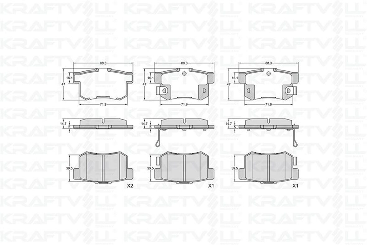 Honda Arka Fren Balatası Honda CIVIC 01>13 Fd6 Fb7 / Cr-V 03>07 / Accord 98>08 / Frv 04> - Kraftvoll 07010335