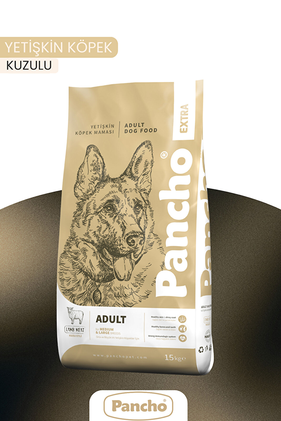 PANCHO EXTRA KUZULU ETLİ YETİŞKİN KÖPEK MAMASI 15KG