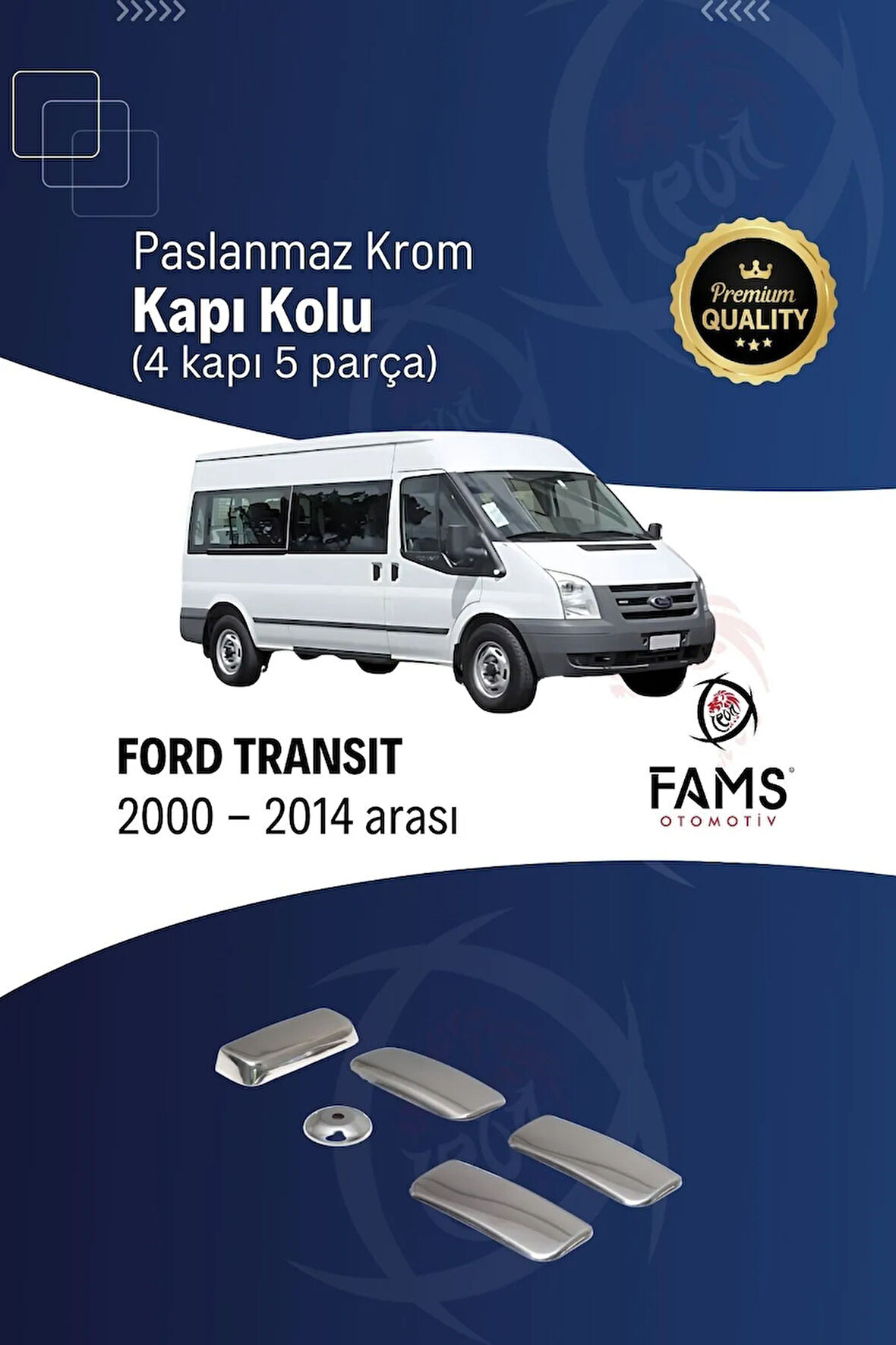F. Transit Krom Kapı Kolu 4 Kapı 5 Prç. 2000-2014 Arası P. Çelik Uyumlu
