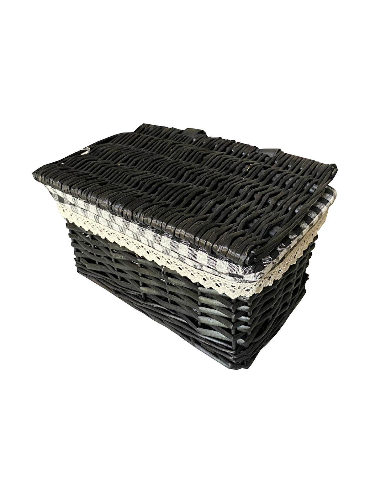 SİYAH KAPAKLI SEPET DİKDÖRTGEN. KÇK 29 X 20 X 15 CM