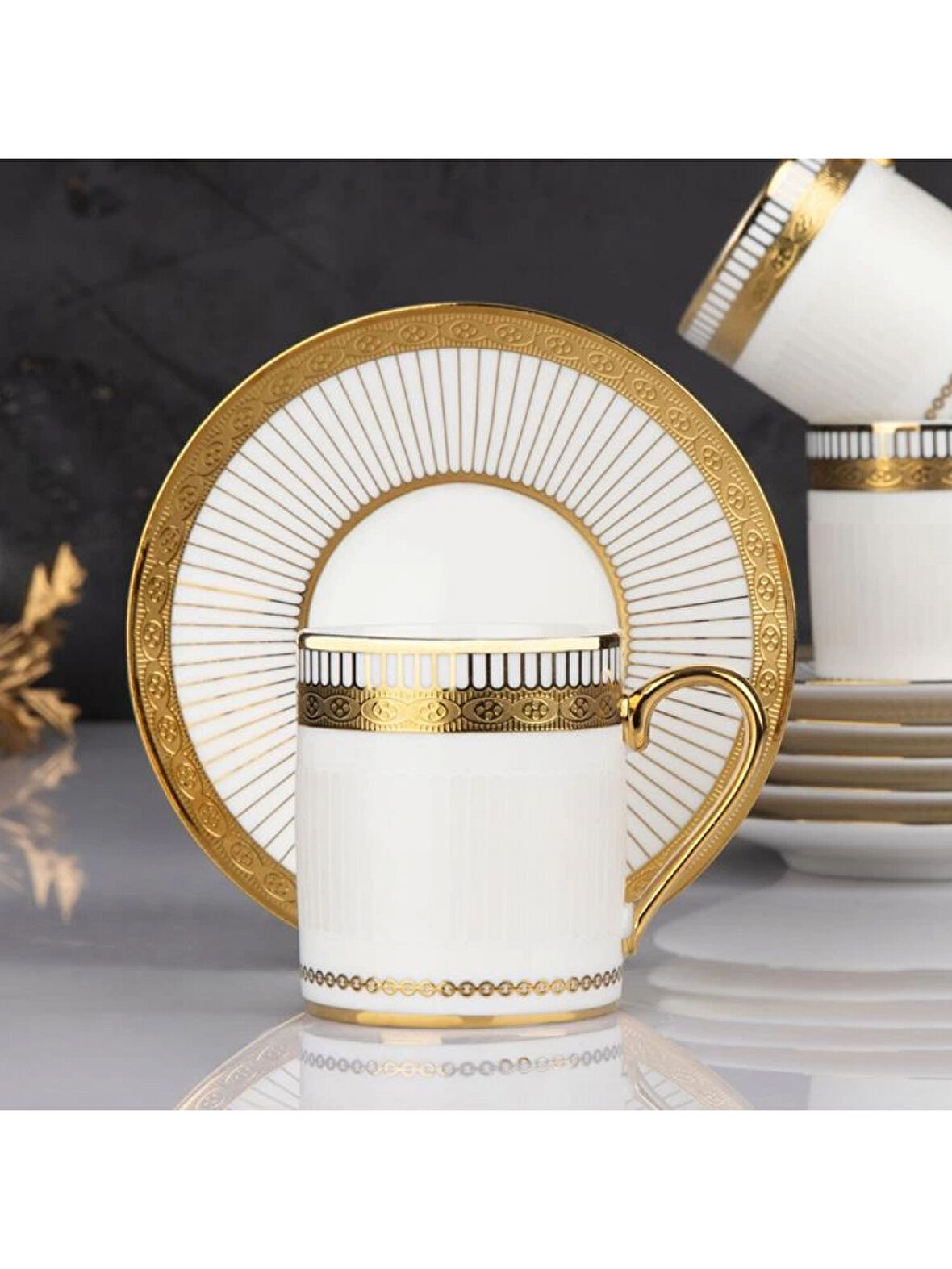 Kosova Gold Detaylı Porselen Kahve Seti 90 cc 6'lı