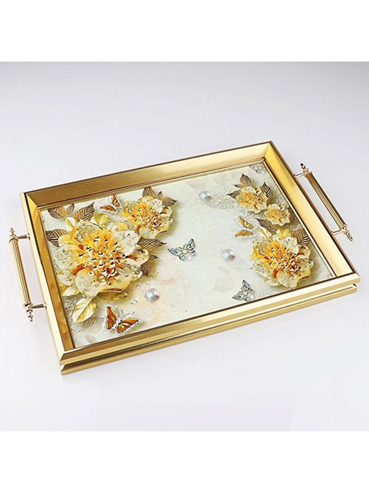 Kosova NAKA.322 Gold Renk Tepsi 50x31 cm