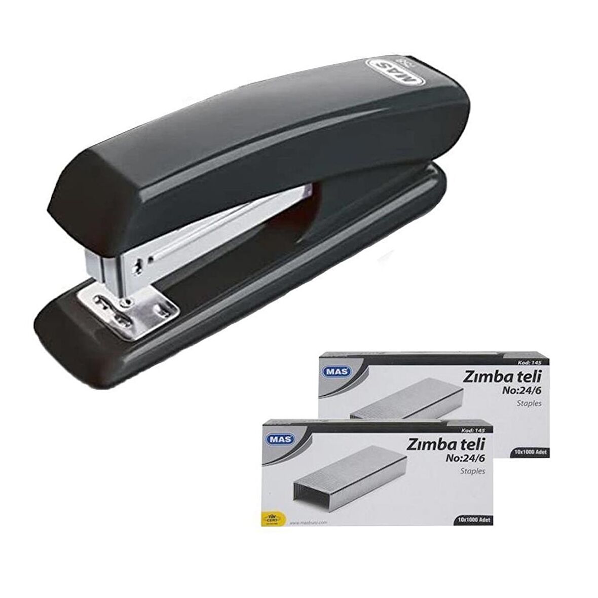Mas 758 Zımba Makinesi 24/6 Siyah + 2 Adet Zımba Teli