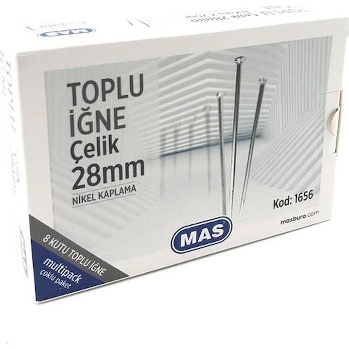 Mas 1657 Toplu İğne Çelik Nikel Kap. 28 mm 4'lü