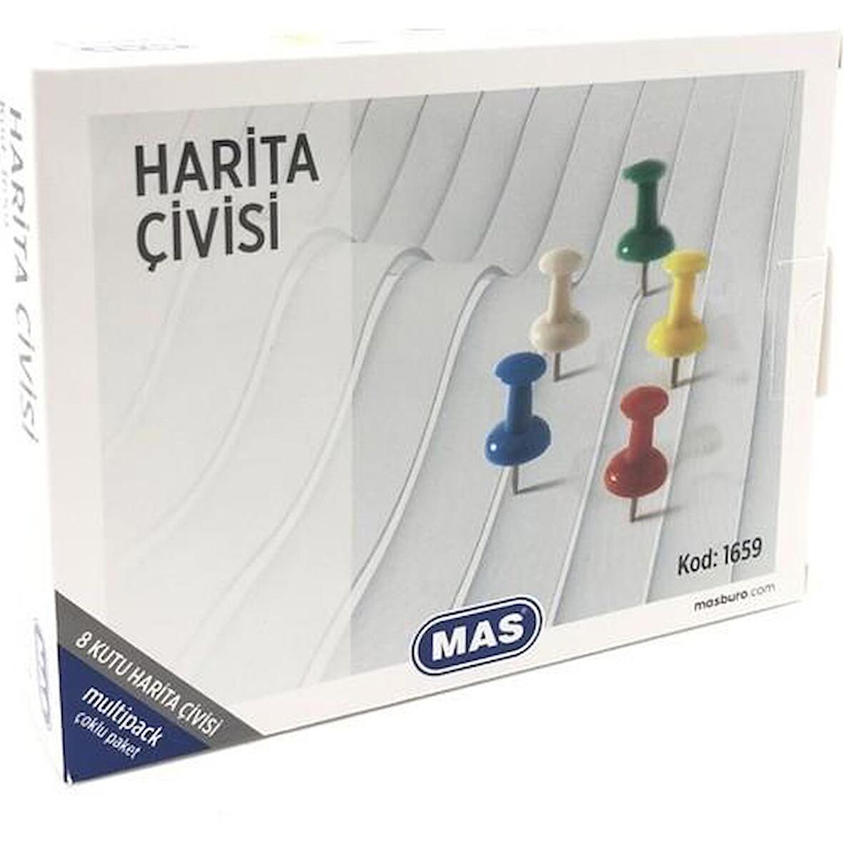 Mas 1659 Harita Çivisi Renkli 8'li Ufak paket