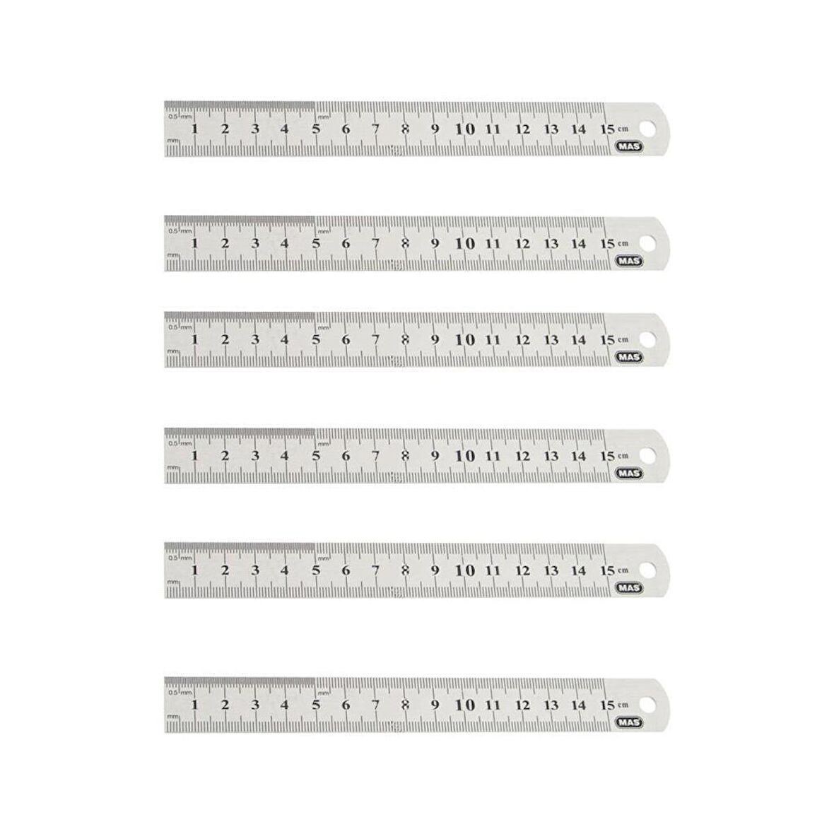 Mas 2328 Çelik Cetvel 15 Cm - 6 Adet