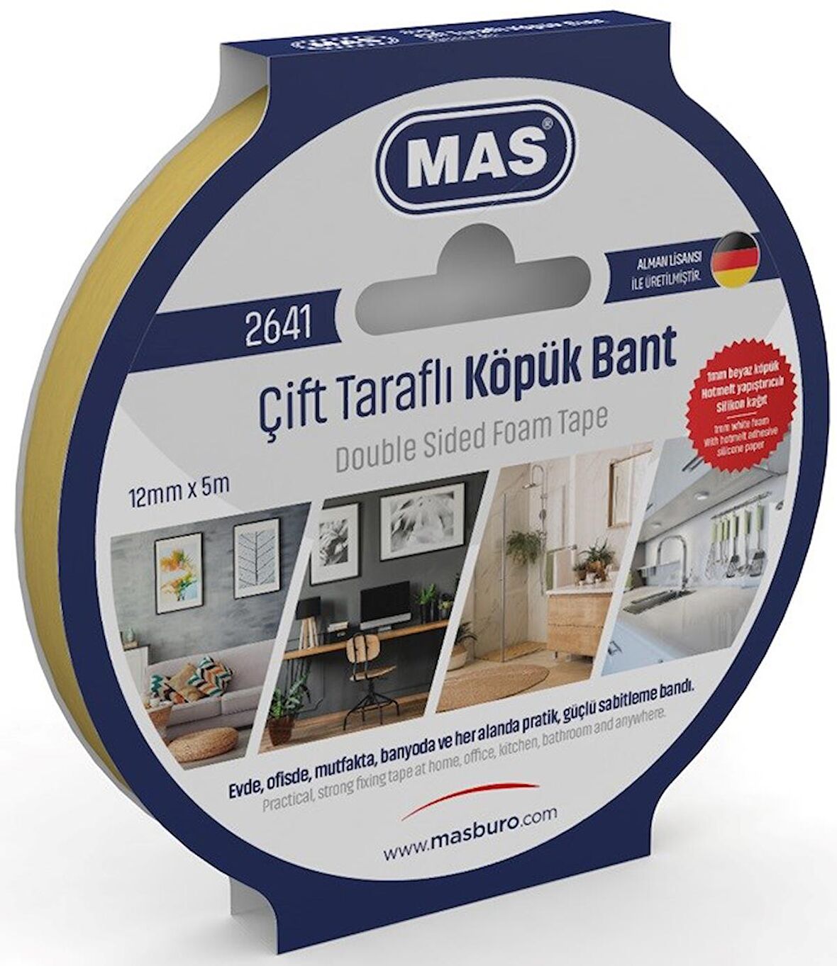 MAS ÇİFT TARAFLI KÖPÜK BANT 12MM X 5M 2641