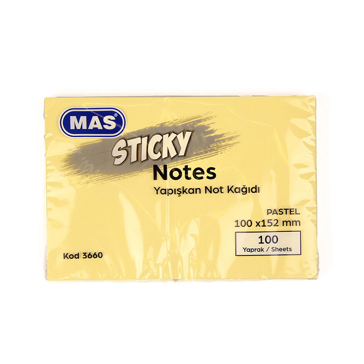 Mas Yapışkanlı Not Kağıdı Pastel Sarı 3660