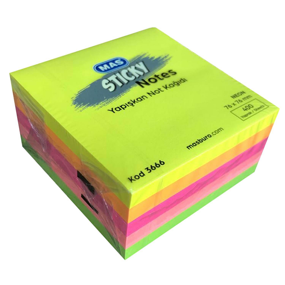 MAS 3666 400'lü Yapışkanlı Not Kağıdı 76x76mm