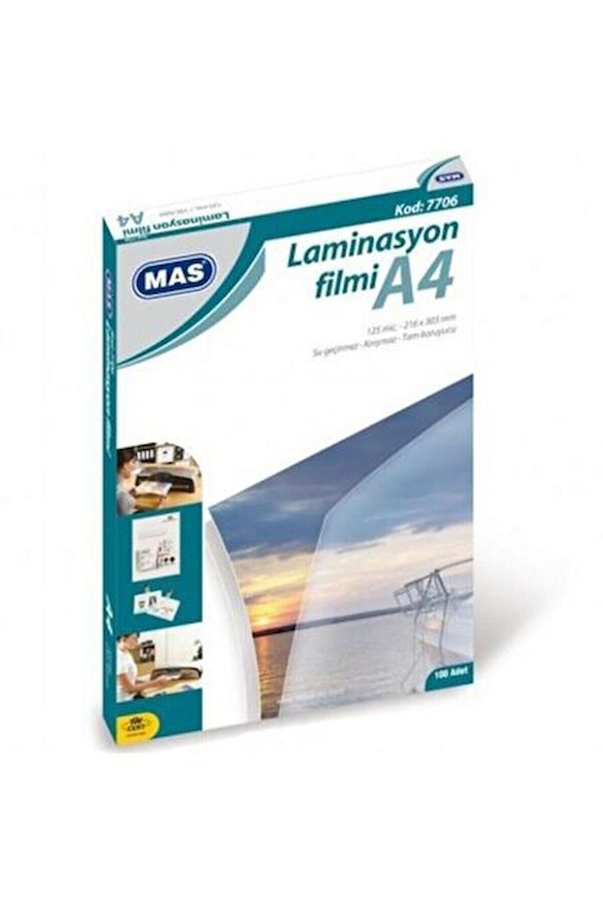 Mas A4 Laminasyon Filmi 100 Adet (125 Mic.-216x303 Mm)