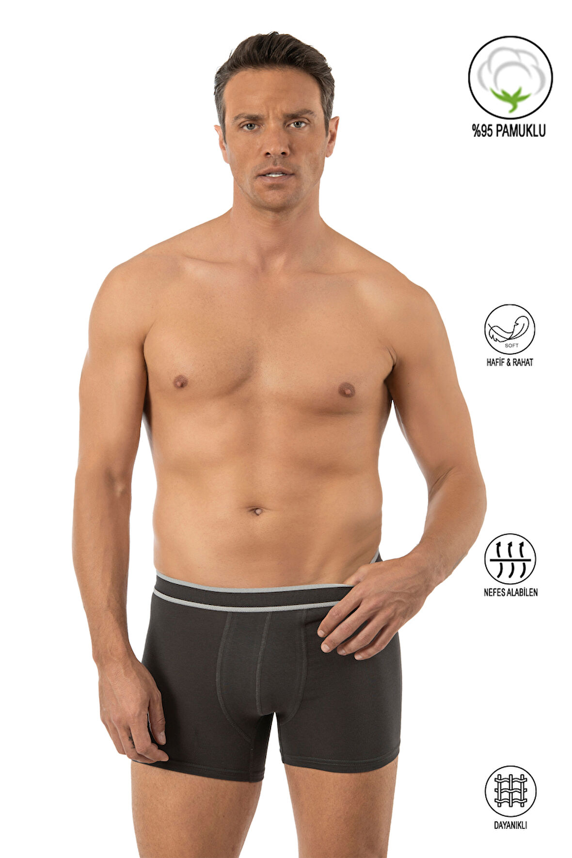 Özkan 11226 Erkek %95 Pamuklu Likralı Süprem Kumaş Esnek Rahat Boxer Şort