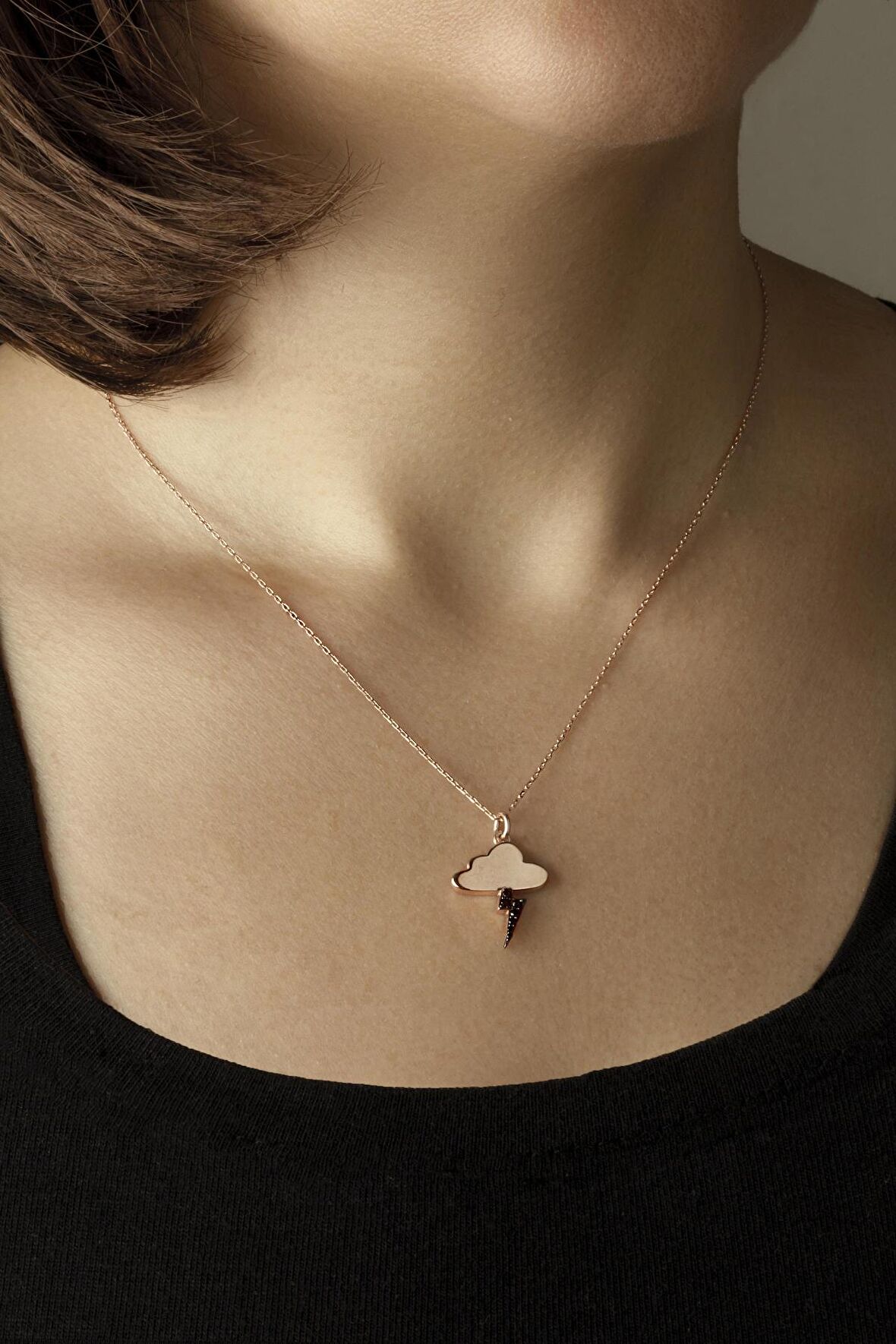 Şimşekli Bulut Kolye - Rose