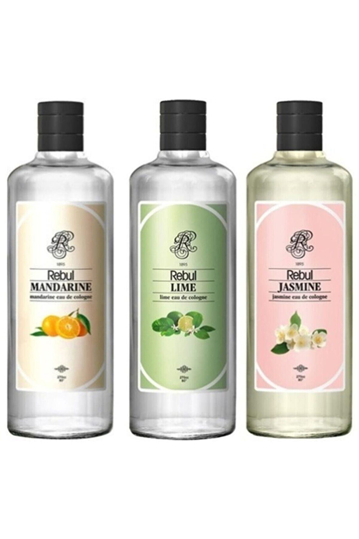 Rebul Kolonya 3'lü Set Lime - Jasmine - Mandarine 250 ml Cam Şişe
