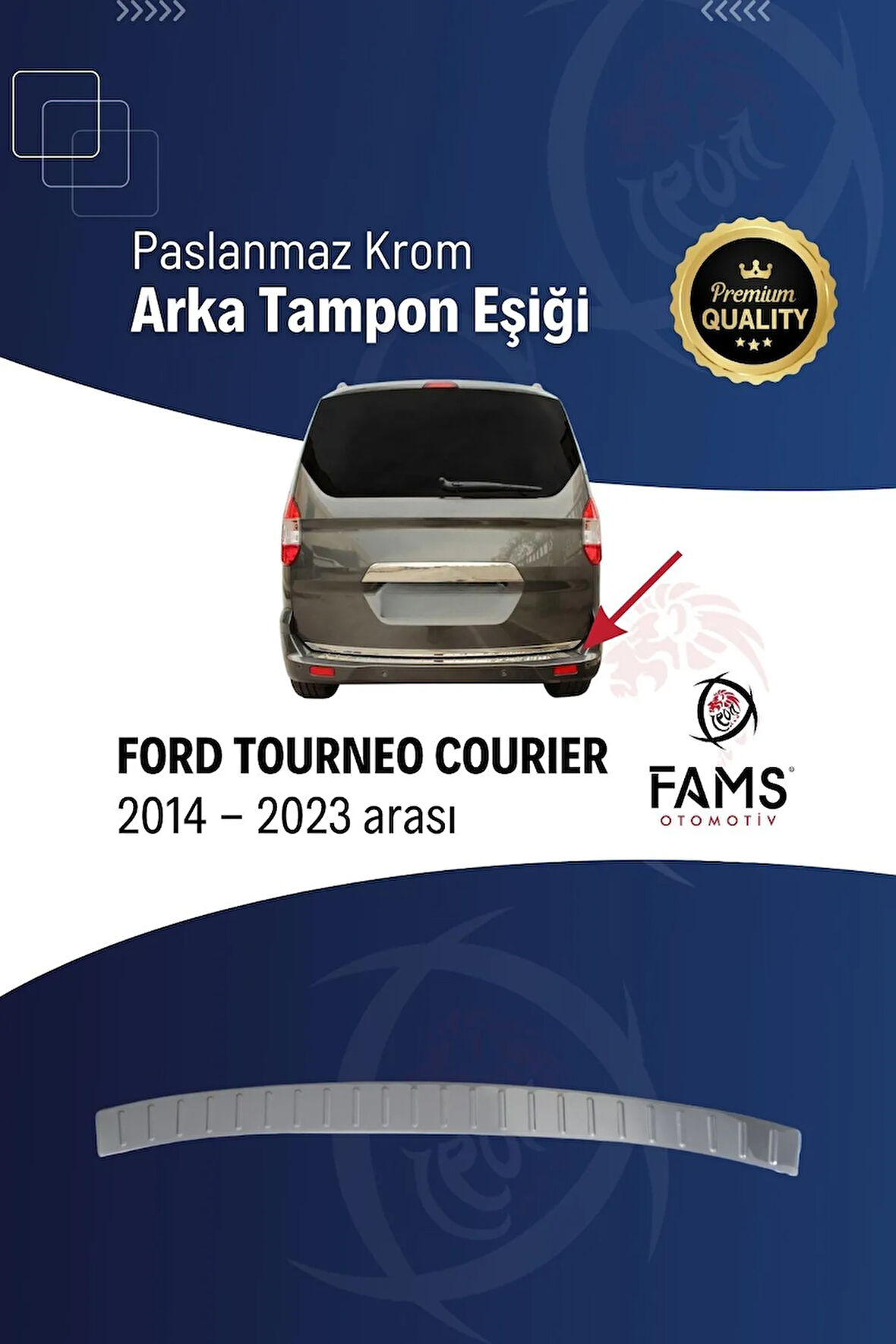 F. Tourneo Courier Krom Arka Tampon Eşiği 2014-2023 Paslanmaz Çelik Uyumlu
