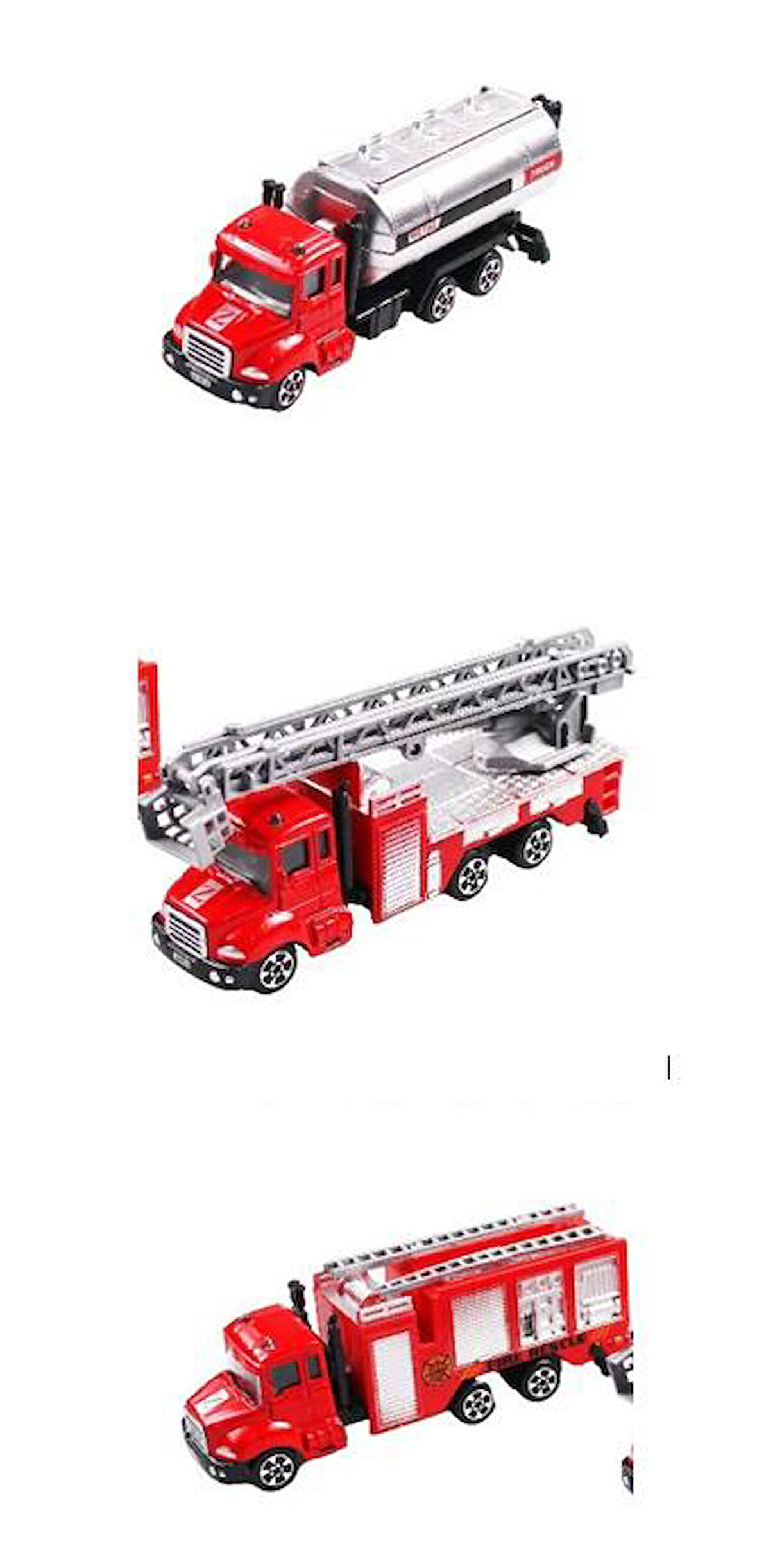 Oyuncak Metal Model İtfaiye Kamyonları 3 lü Metal Set