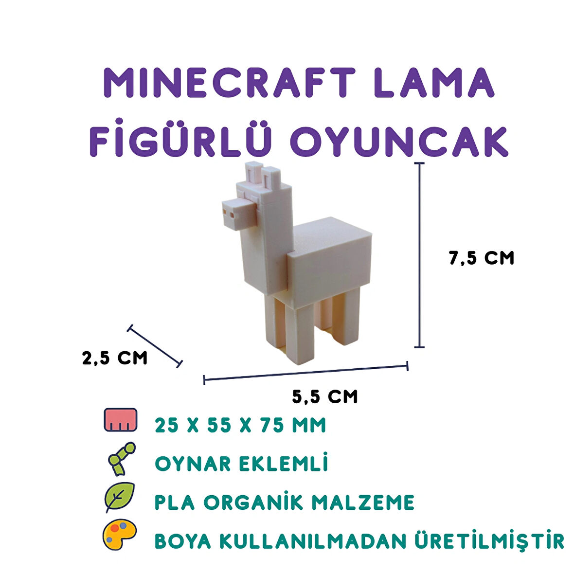 Minecraft Lama Figür - Minecraft Temalı 3D Mini Oyuncak