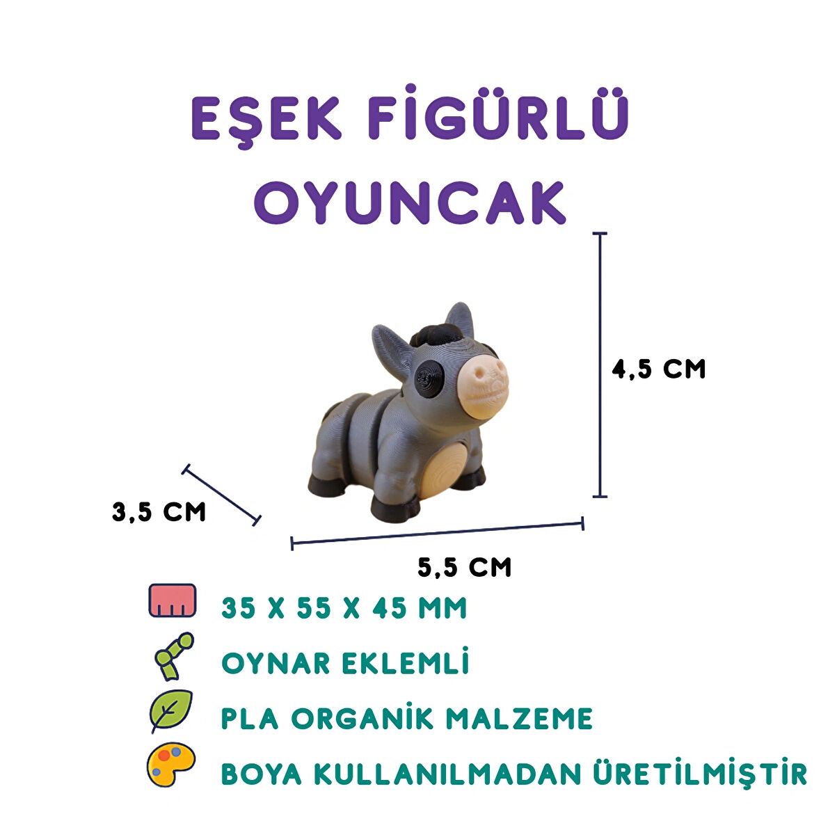 Eşek Figür - 3D Sevimli Hayvan Oyuncak