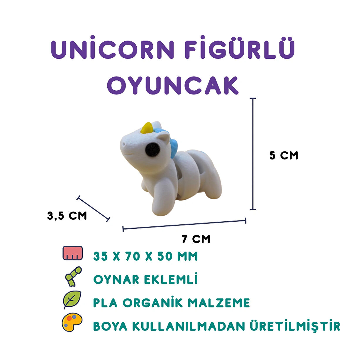 Unicorn Figür - Renkli 3D Dekoratif Oyuncak