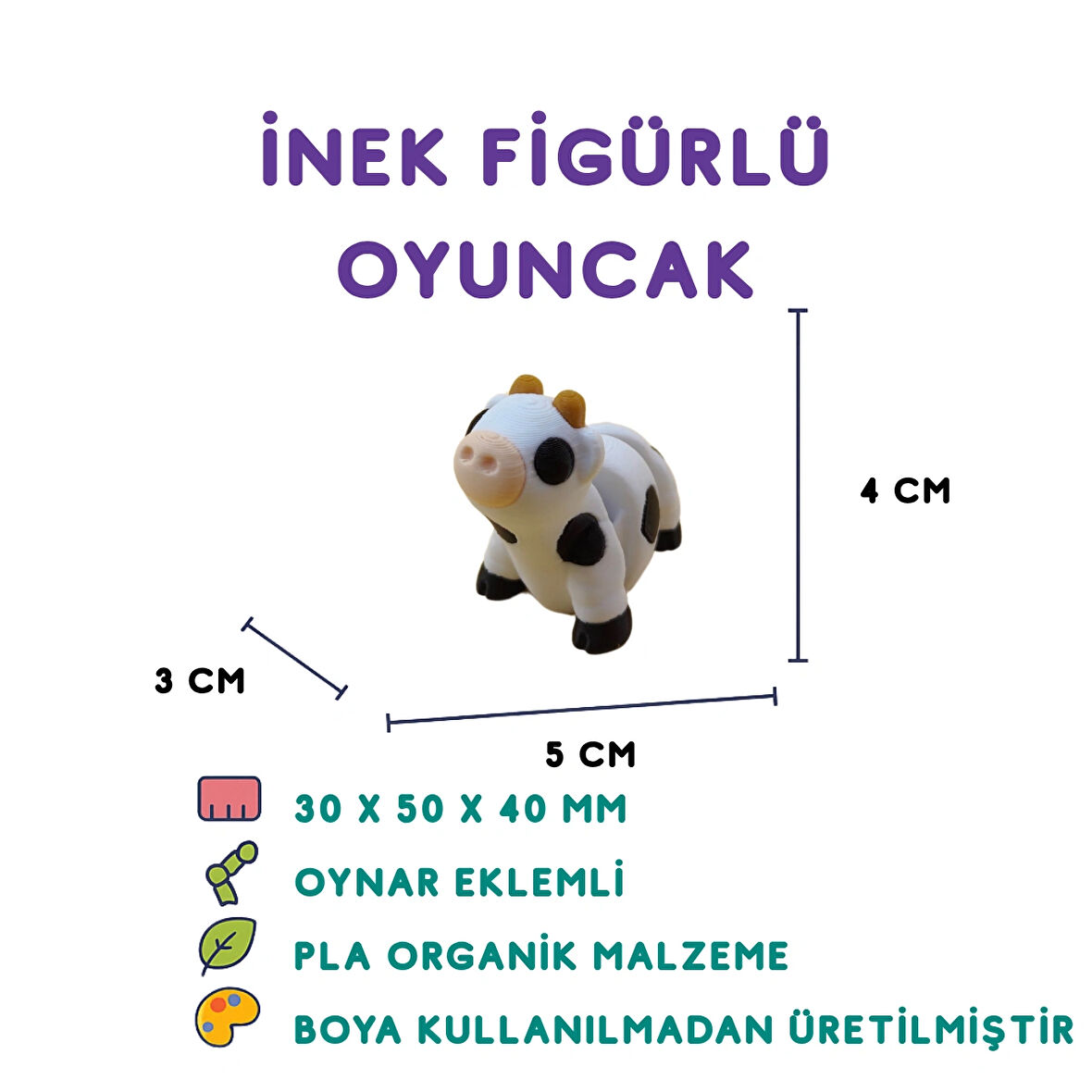 İnek Figür - 3D Sevimli Hayvan Oyuncak