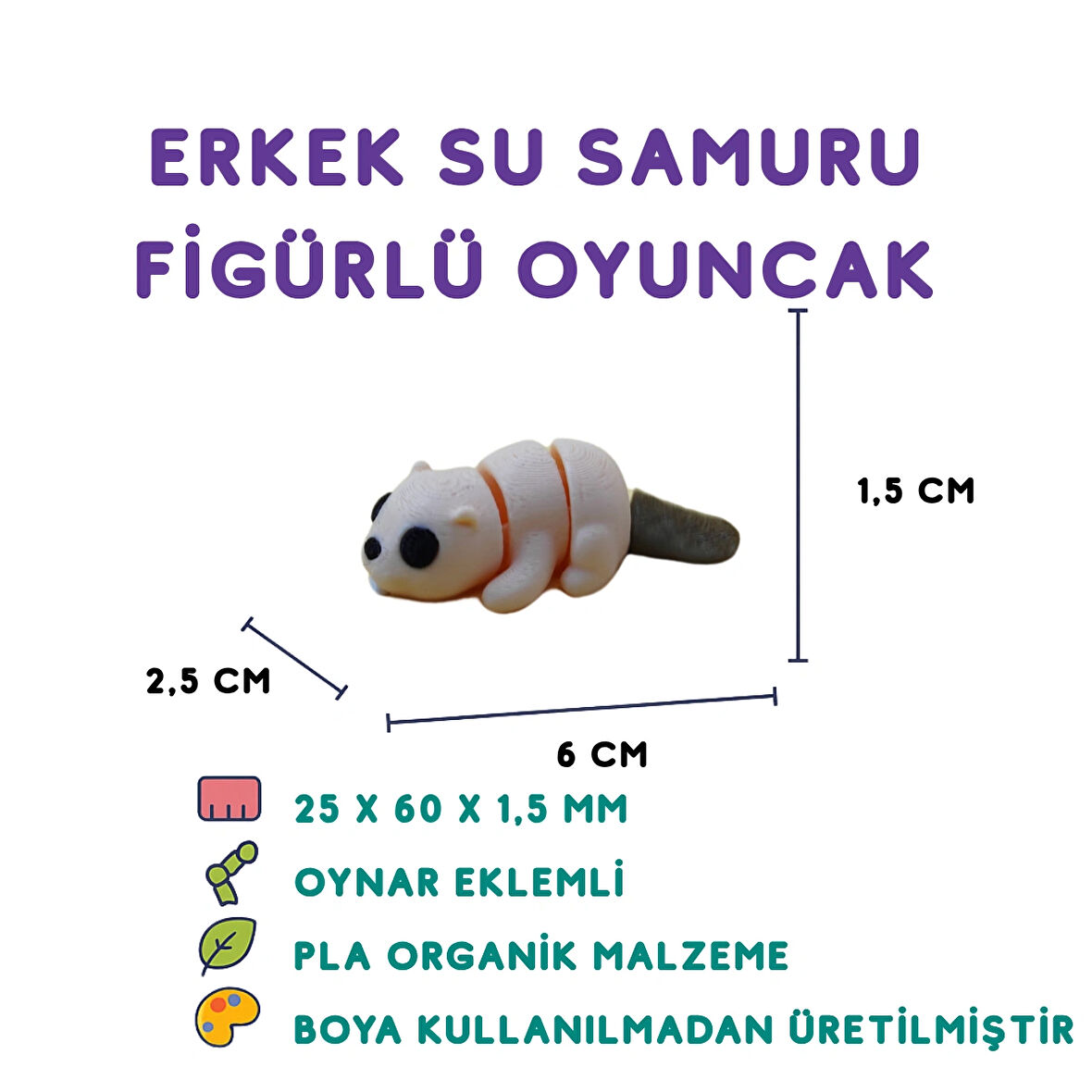 Erkek Su Samuru Figür - 3D Mini Doğa Oyuncağı