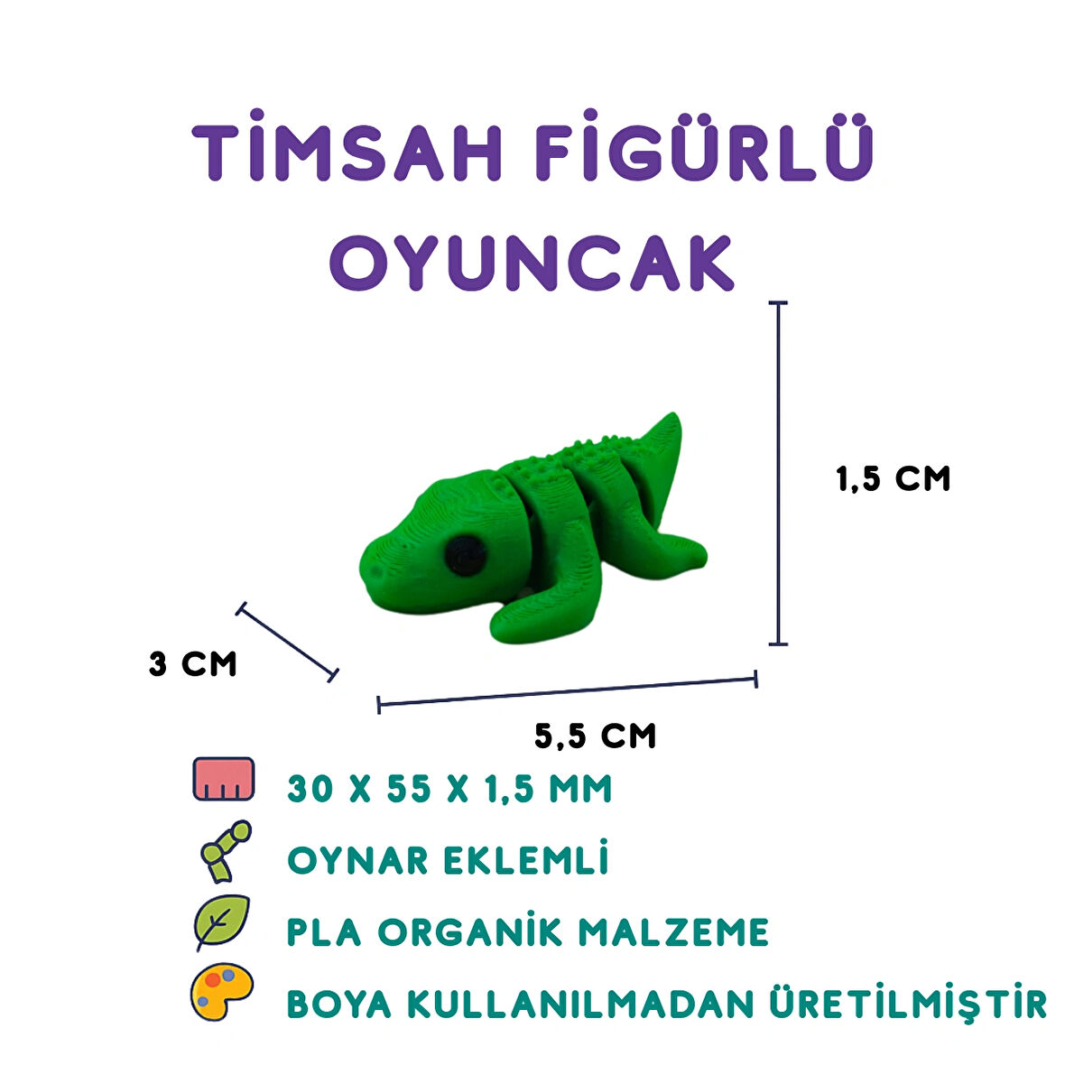 Timsah Figür - 3D Sevimli Su Canlısı Oyuncağı