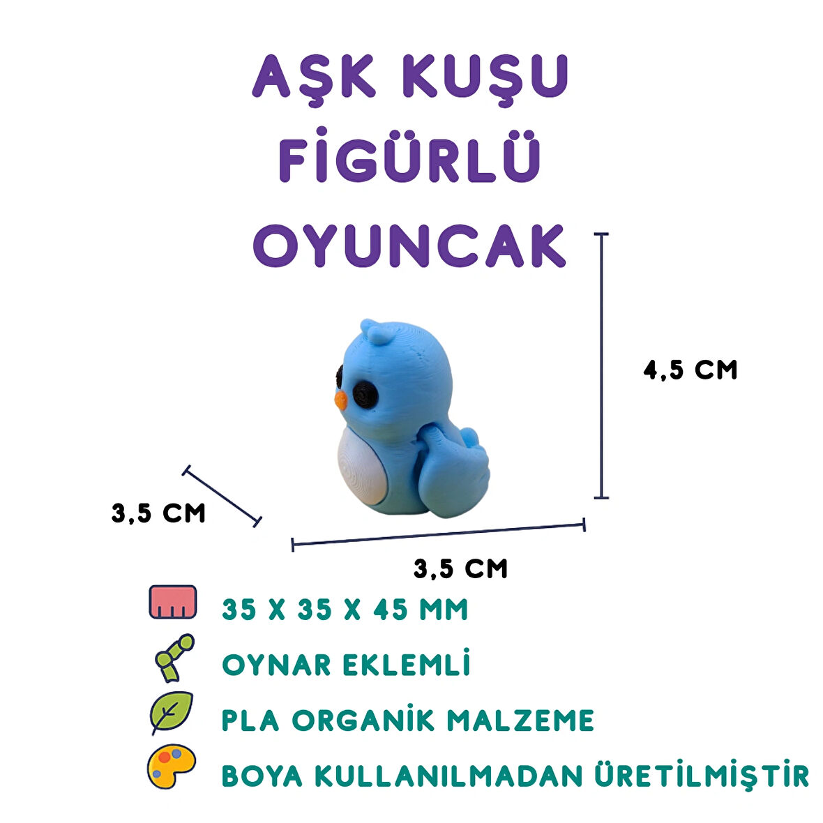Mavi Aşk Kuşu - Aşk Temalı 3D Mini Figür