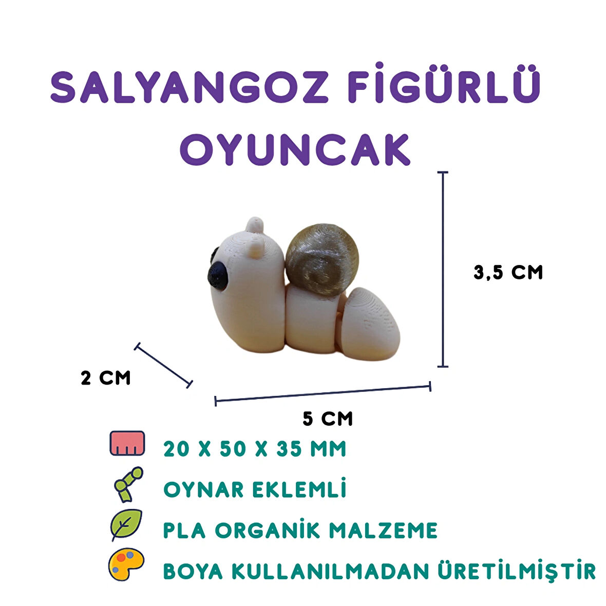 Salyangoz Figür - 3D Mini Doğa Oyuncağı